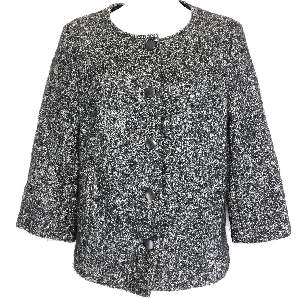 KATHERINE BARCLAY Gray Tweed Suit Jacket Blazer M